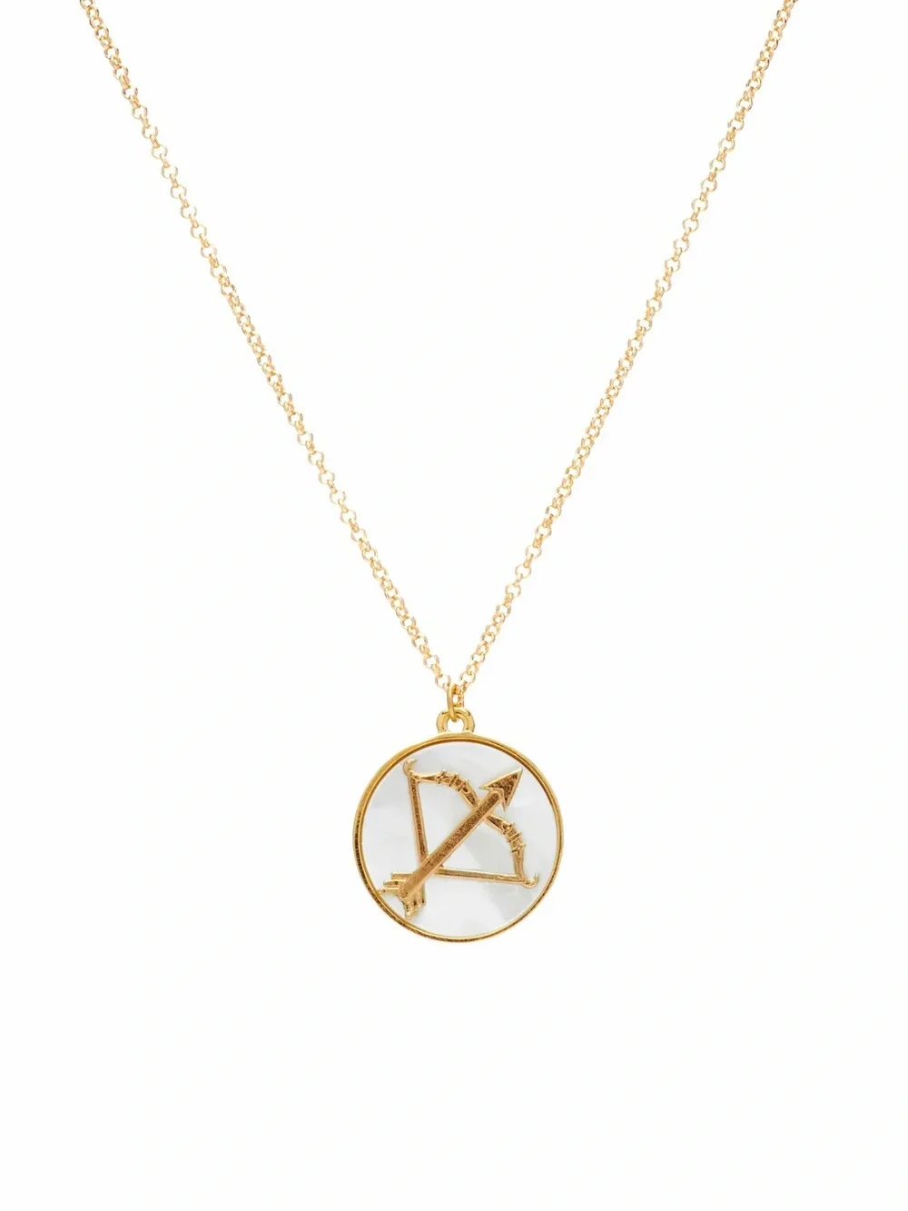 24k Gold Plated Mother of Pearl Zodiac Pendant Necklace NWOT